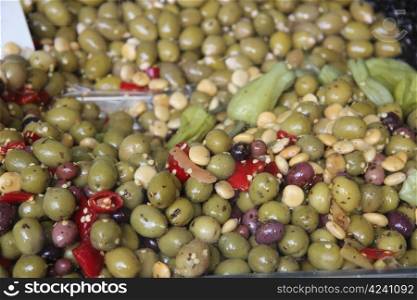 Assorted olives at a Provencal market in France