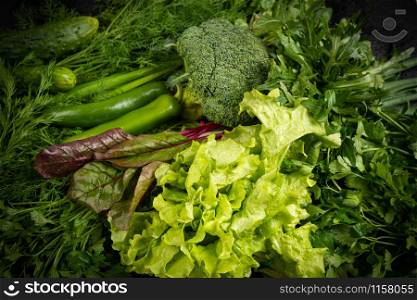 Assorted raw vegetables background. Healthy clean eating, dieting concept