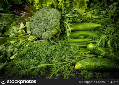 Assorted raw vegetables background. Healthy clean eating, dieting concept