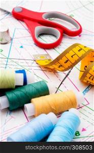 Assorted sewing items. Sewing items