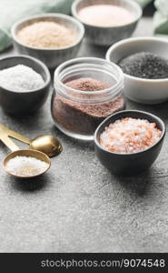 Assorted speciality salt, himalayan pink salt, italian black truffle salt, india black  kala namak salt,  hawaiian  black lava sea salt, hickory  smoked  sea salt
