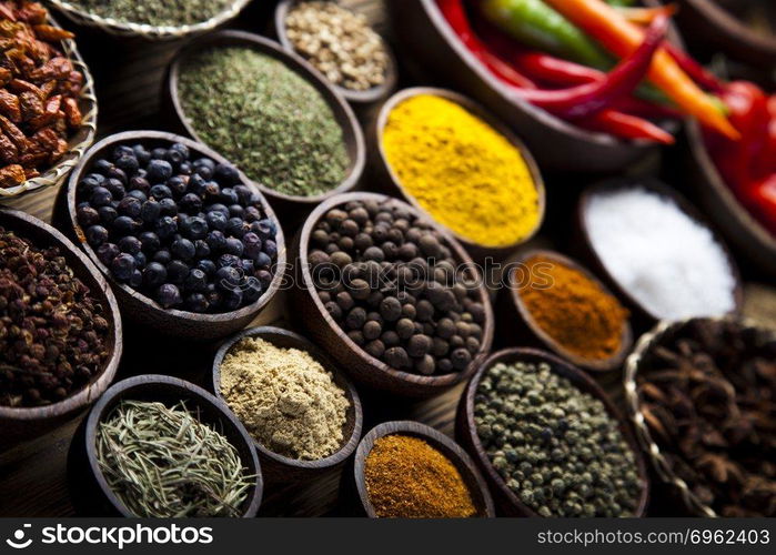 Assorted Spices, orintal cuisine vivid theme