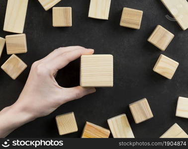 assortment blank wooden cubes. Beautiful photo. assortment blank wooden cubes