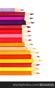 Assortment color pencils isolated on white background