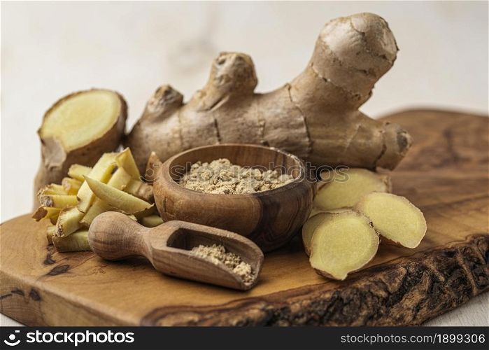 assortment ginger wooden board. Resolution and high quality beautiful photo. assortment ginger wooden board. High quality beautiful photo concept