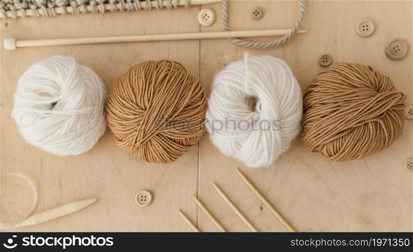 assortment knitting tools view. High resolution photo. assortment knitting tools view. High quality photo