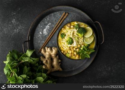 assortment noodles dark table