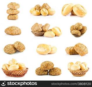 Assortment of baked bread. bun bread isolated on white background. delicious bun