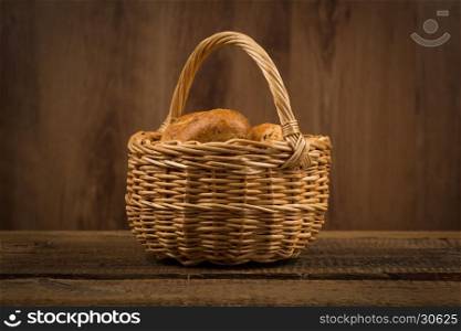 assortment of bread, baking products on wooden table