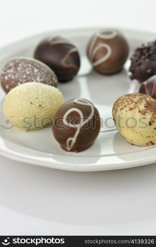 assortment of chocolate eggs on a plate