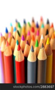 Assortment of coloured pencils isolated