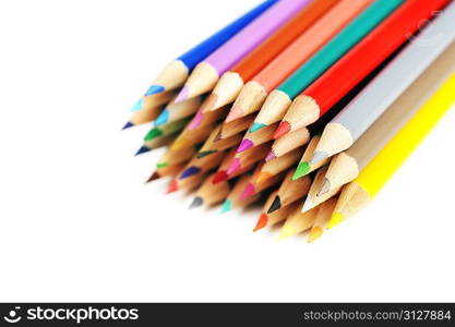 Assortment of coloured pencils isolated