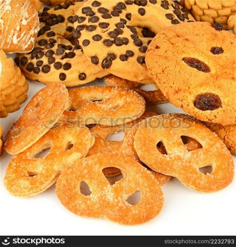 Assortment of cookies isolated on a white background.