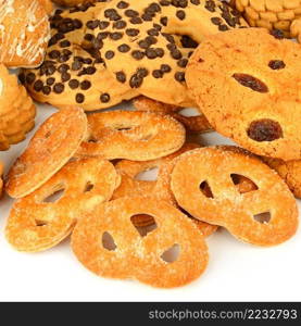 Assortment of cookies isolated on a white background.