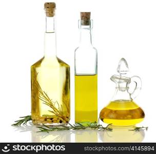 Assortment Of Cooking Oil In Glass Bottles