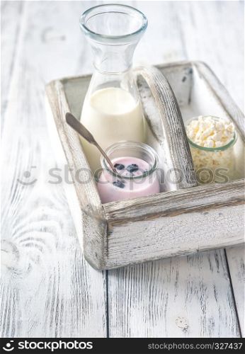 Assortment of dairy products