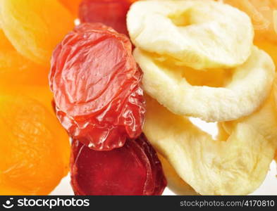 assortment of dried fruits , close up for, background