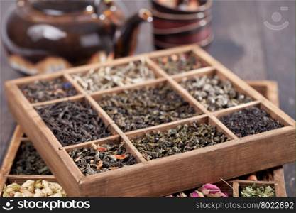 assortment of dry tea