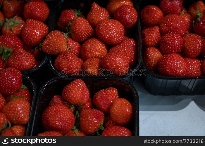 Assortment of fresh strawberry at market. Assortment of fresh strawberry