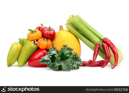 Assortment of fresh vegetables isolated on white