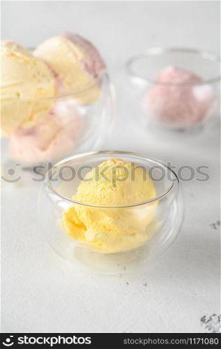 Assortment of ice-cream with different flavors