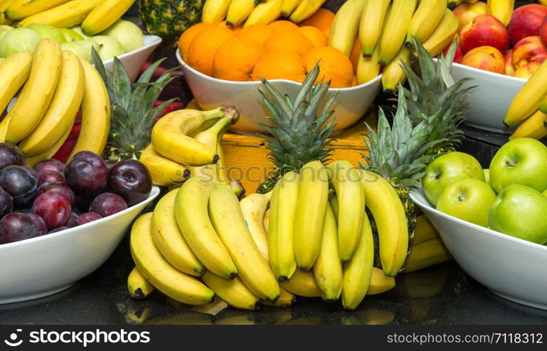 Assortment of juicy fruits background