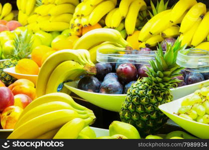 Assortment of juicy fruits background