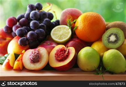 Assortment of juicy fruits on table