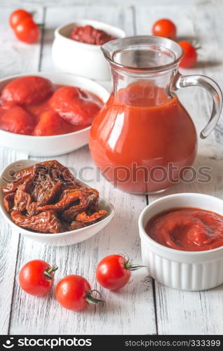 Assortment of products made of tomatoes