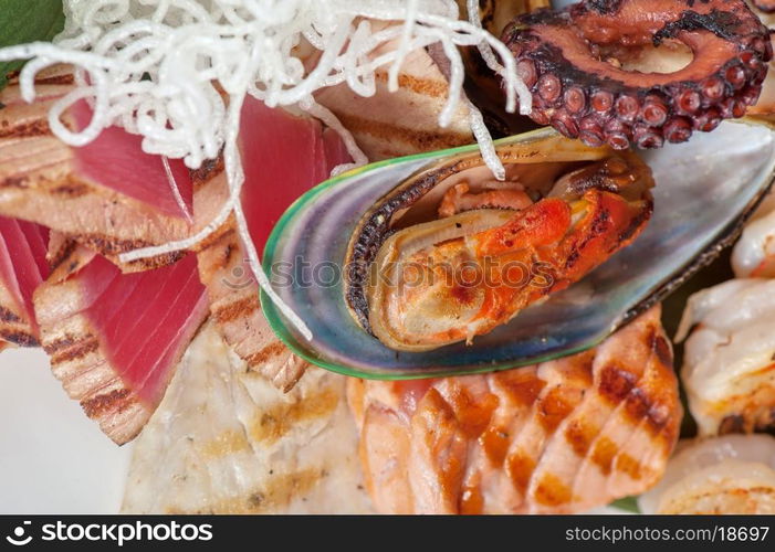 Assortment of seafood mix dish