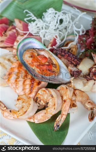Assortment of seafood mix dish
