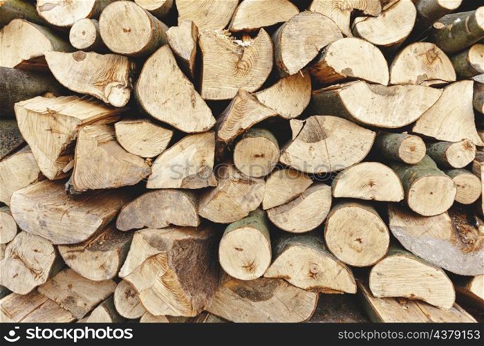 assortment with cut wood heating