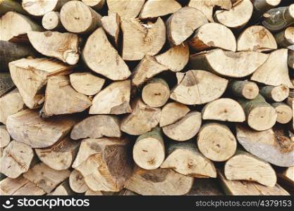 assortment with cut wood heating