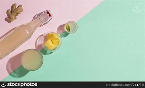 assortment with delicious fermented drinks 2
