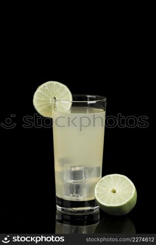 assortment with glass lemonade dark