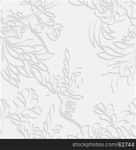 Aster flower white 3d with realistic shadow.Seamless pattern.