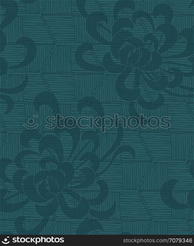 Aster flower with rough striped texture green.Seamless pattern. Floral fabric collection.