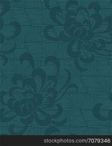 Aster flower with rough striped texture green.Seamless pattern. Floral fabric collection.