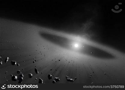 Asteroid belt with inner four solar planets (Elements of this 3d image furnished by NASA - texture maps from http://visibleearth.nasa.gov/)