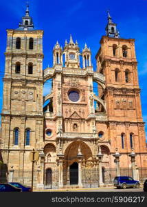 Astorga cathedral in Way of Saint James at Leon Castilla of Spain