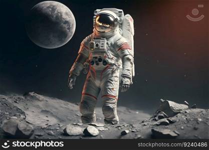 Astronaut explores space being desert mars. Astronaut space suit performing extra cosmic activity space. Neural network AI generated art. Astronaut explores space being desert mars. Astronaut space suit performing extra cosmic activity space. Neural network generated art