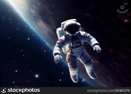 Astronaut flight in space. Universe cosmos. Generate Ai. Astronaut flight in space. Generate Ai