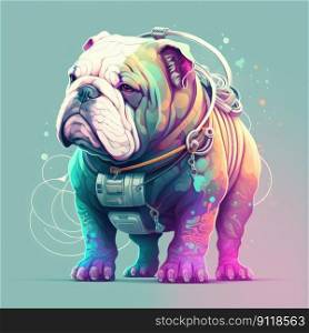Astronaut french bulldog in space suit with futuristic space background outer deep space. Concept of cyber in colorful neon light. Finest generative AI.. Astronaut french bulldog in space suit with futuristic space background outer deep space.