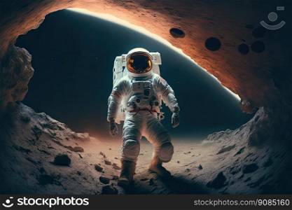 astronaut in open space. Illustration Generative AI. astronaut in open space. Illustration AI Generative