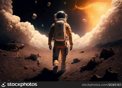 astronaut in open space. Illustration Generative AI. astronaut in open space. Illustration AI Generative