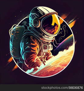 Astronaut in space background. Illustration AI Generative