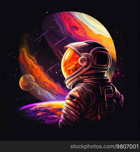 Astronaut in space background. Illustration AI Generative