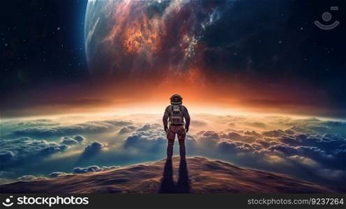 Astronaut in space. Illustration Generative AI
