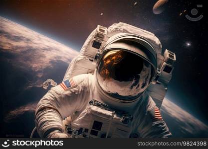 Astronaut space background. AI Illustration Generative