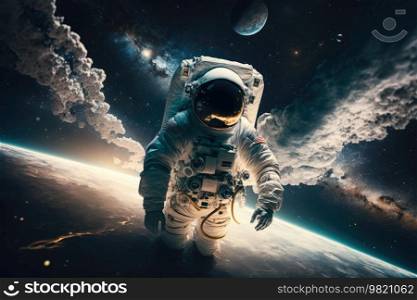 Astronaut space background. Illustration Generative AI